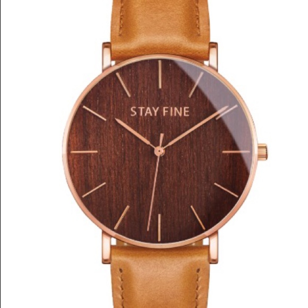 NEW STAY FINE MENS WATCH WITH AFRICAN WOOD FACE